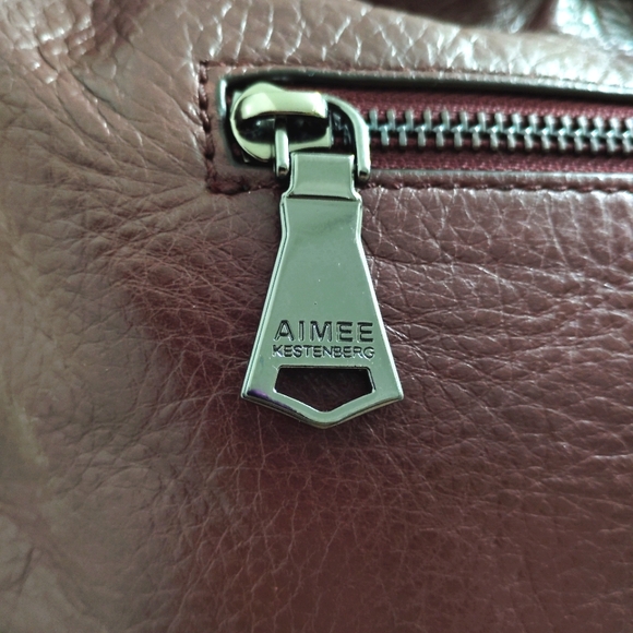 Aimee Kestenberg Leather Purse Shoulder Bag Quilted Burgundy Brown Satchel - Picture 15 of 15